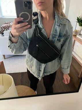 Free people black Leather Crossbody Bag with Studded Strap